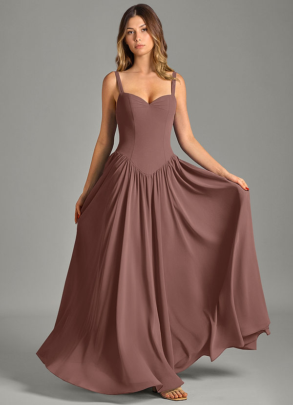 Azazie Evadina Suknie dla druhen Linia A Gorset Szyfon Do ziemi Sukienka image1