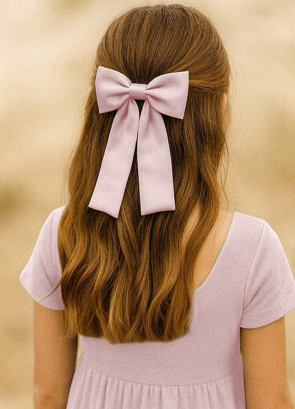 front Girls Satin Bow Hair Clip Set