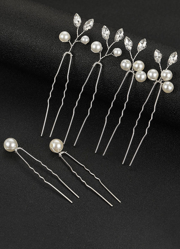 back Pearl Rhinestone Embellished Hair pins