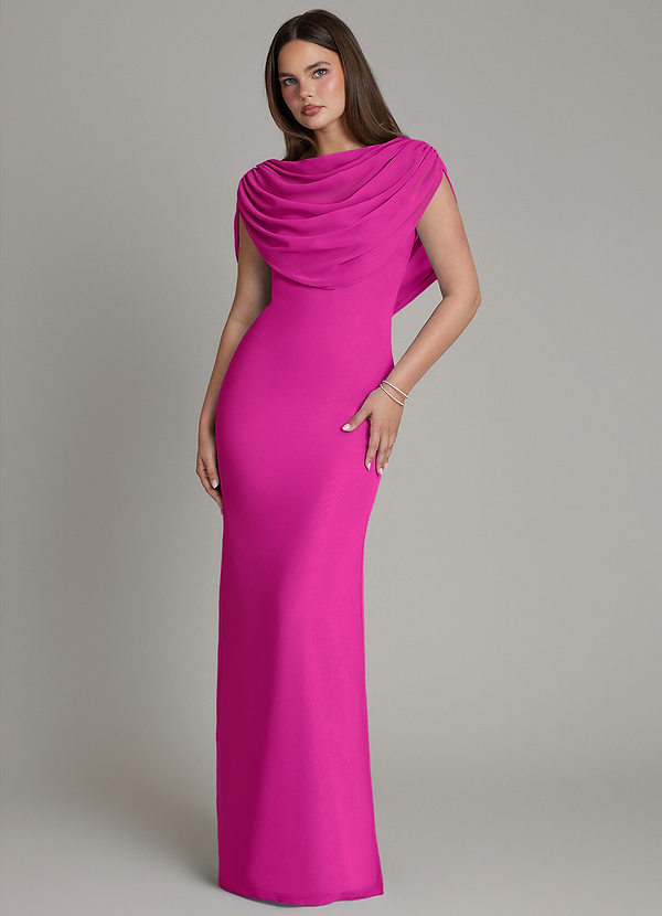 Azazie Hadley Bridesmaid Dresses Fuchsia Mermaid Pleated Chiffon Dress image1