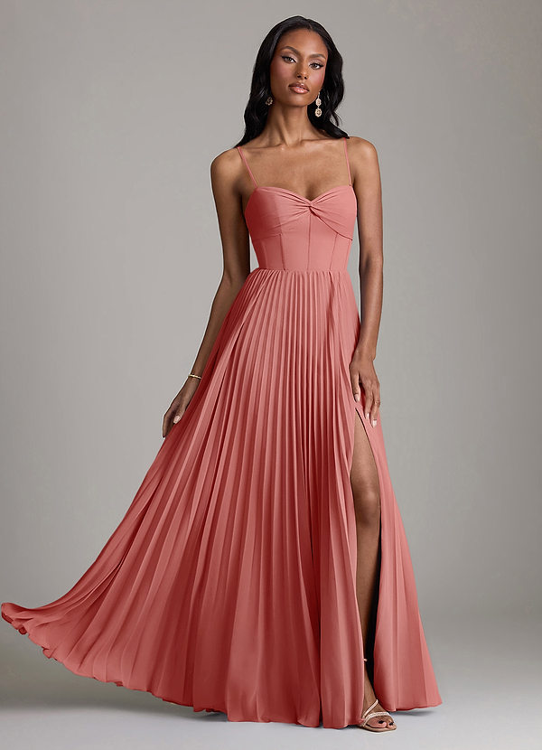 Azazie Akiko Bridesmaid Dresses Antique Rose A-Line Sweetheart Neckline Chiffon Dress image1