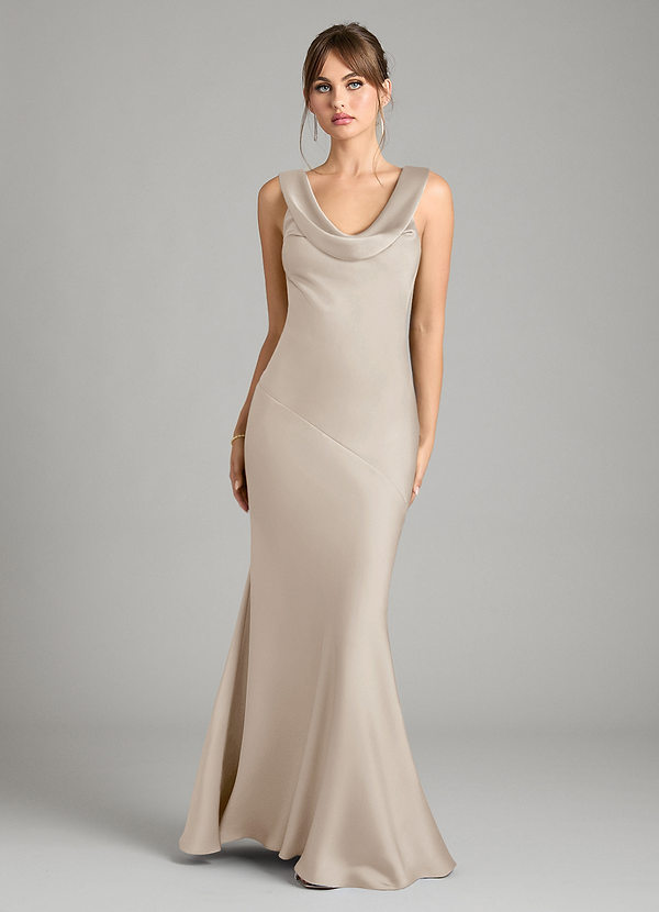 Azazie Rylina Bridesmaid Dresses Frost Mermaid Stretch Satin Dress image1