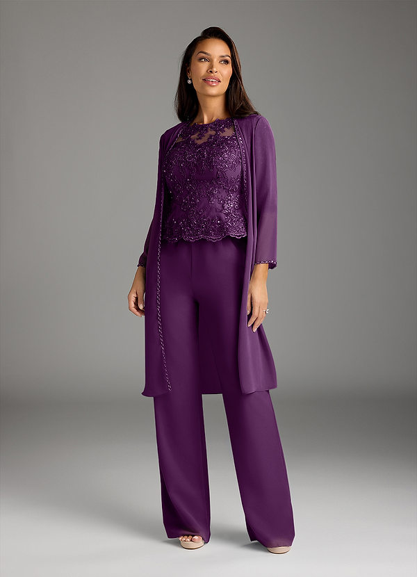 Azazie Florida Abiti da Mamma Sposa Abito Tuta Pantaloni in Chiffon Lustrini Uva image1