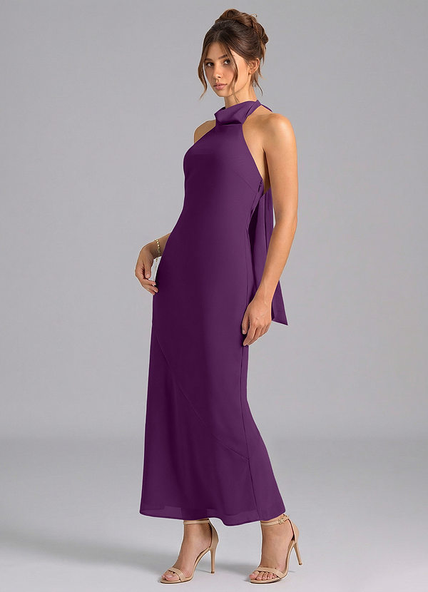 Azazie Velli Suknie dla druhen Syrena Wysoka Kołnierz Szyfon Długość kostki Sukienka image1