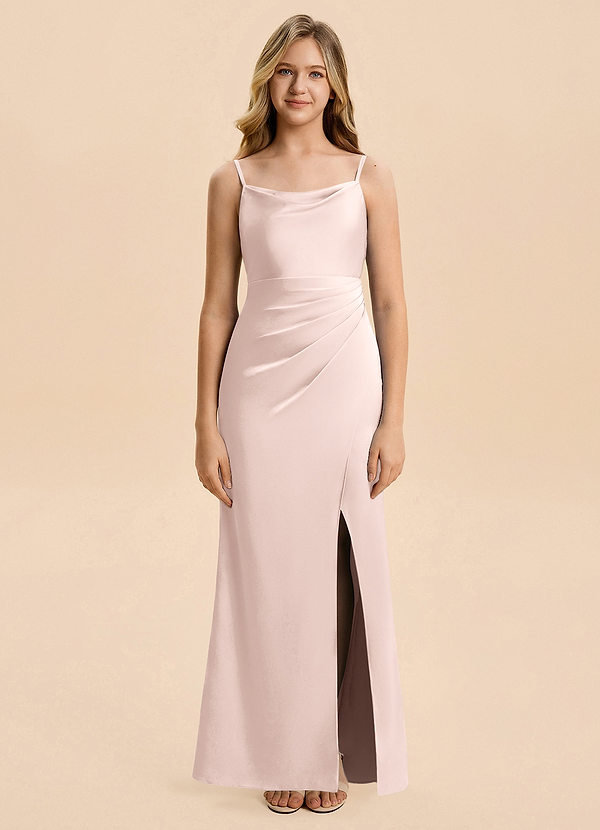 Azazie Christen Junior Klä av A-Line i Stretch Satin Plisserad image1