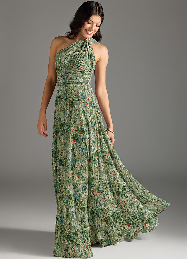 Charlize Bridesmaid Dresses Meadow Bloom A-Line One Shoulder Chiffon Dress image1