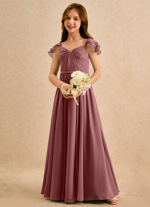 Azazie Meimei Girls Formal Klänningar för brudeflicka Klä A-Line i Chiffong Plisserad image1