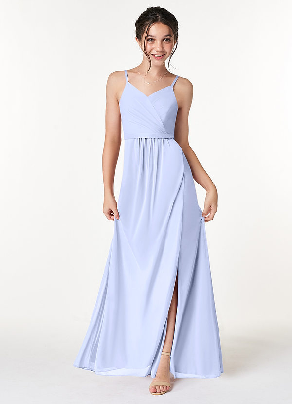 Azazie Luxy Junior Lavender Pleated Mesh Dress image1