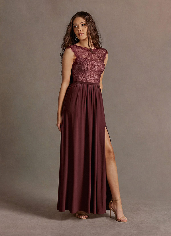 Anna Wine Plunging Back Maxi Dress image1