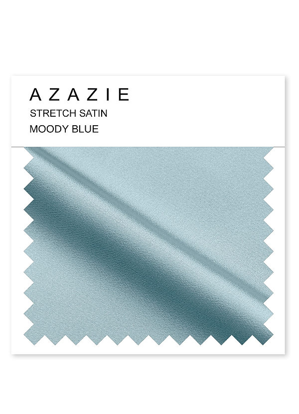 front Échantillon de satin extensible Azazie Bleu Maussade