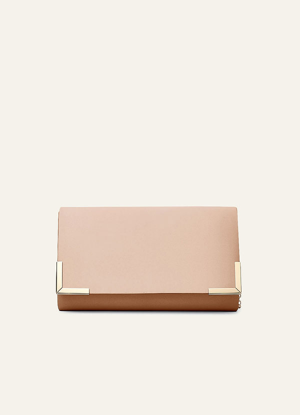 front Farblich passende Clutch aus mattem Satin im Envelope-Stil
