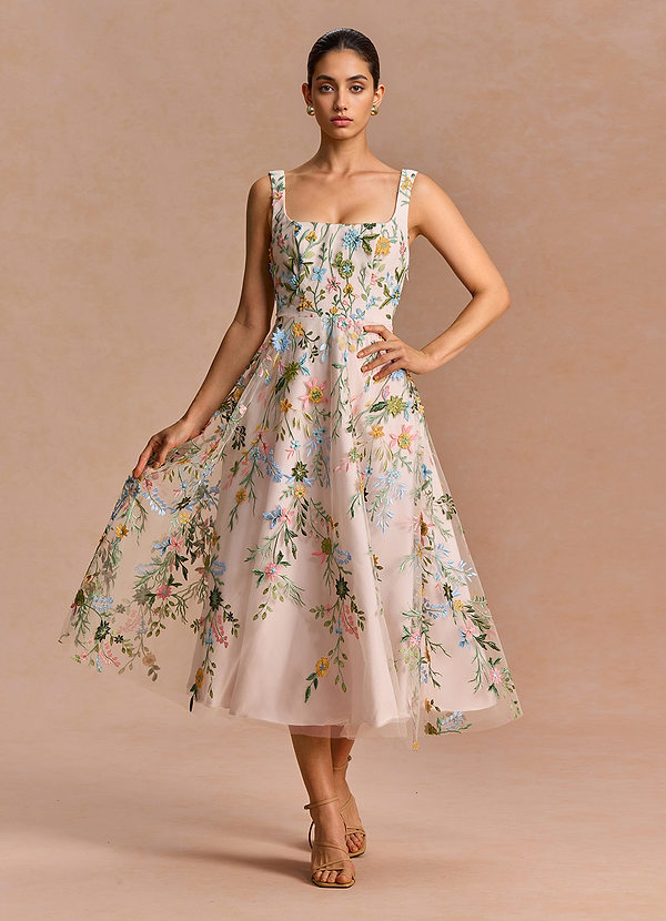 Azaria Blush Pink Multi Midi Dress image1