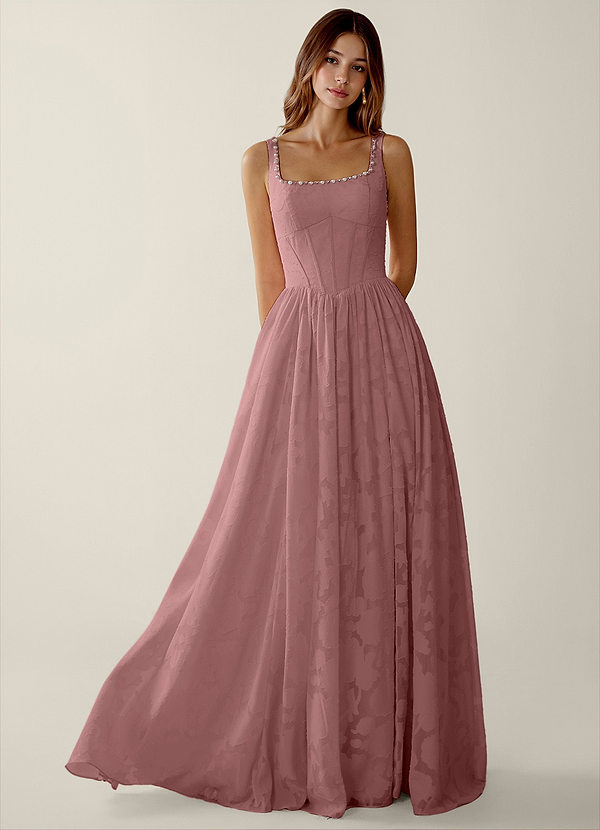 Megan Dusty Pink Lace A-line Prom Dress image1