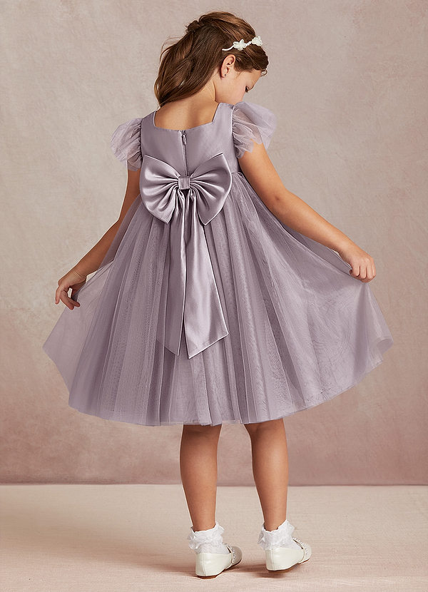 Azazie Kalio Flower Girl Dresses Dusk A-Line with Sleeves Tulle Dress image1