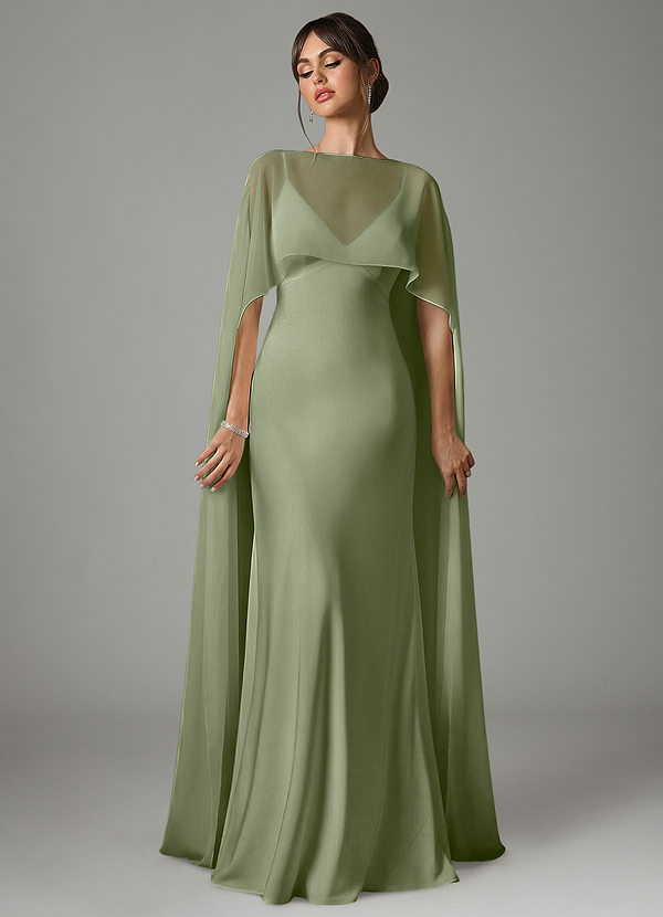 Azazie Stefania Bridesmaid Dresses Pistachio A-Line Stretch Satin Dress image1