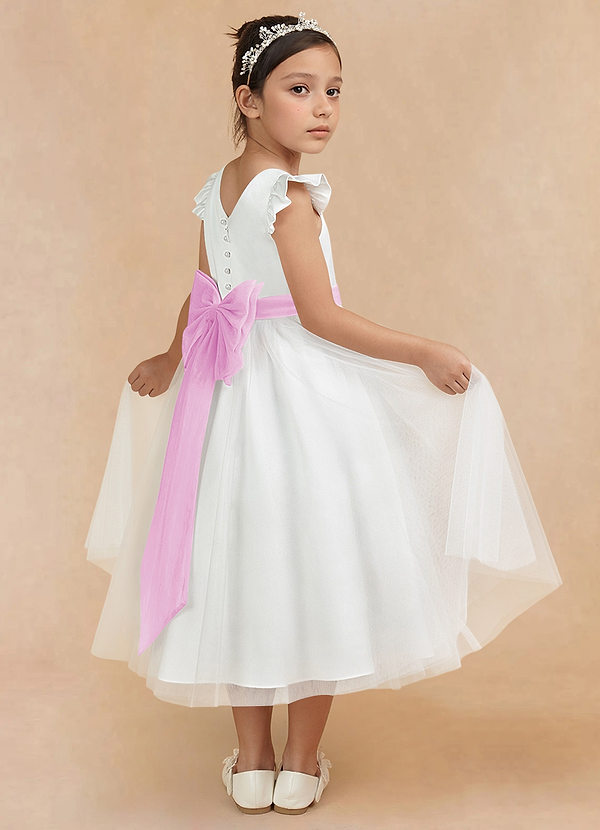 Azazie Hemi Flower Girl Dresses Ivory Candy Pink A-Line Bow Tulle Dress image1
