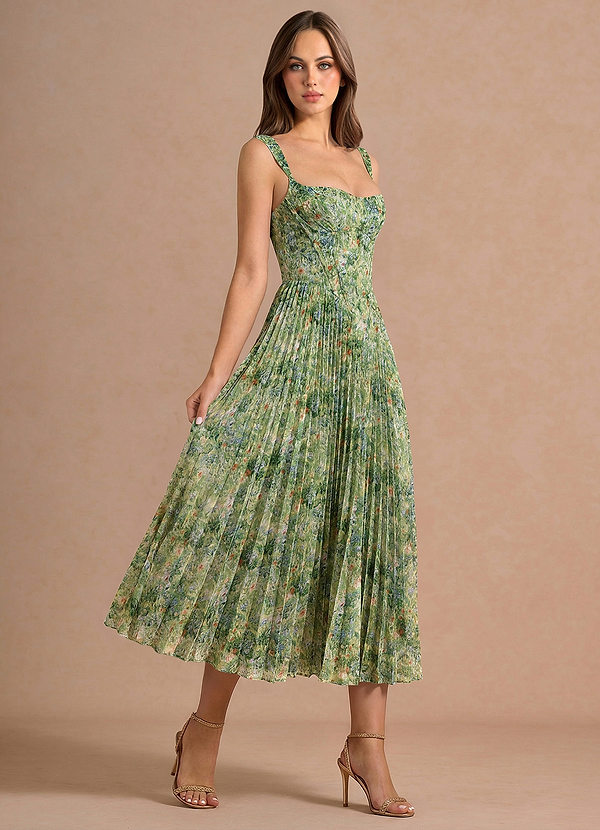 Maelle Green Floral Midi Dress image1
