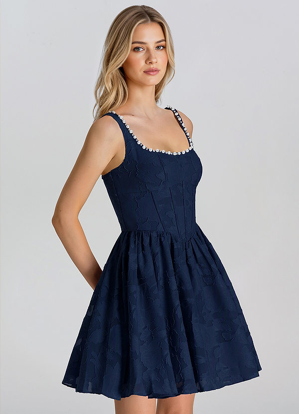 Mignonette Marina Militare Miniabito A-Line in tessuto burnout con perle image1