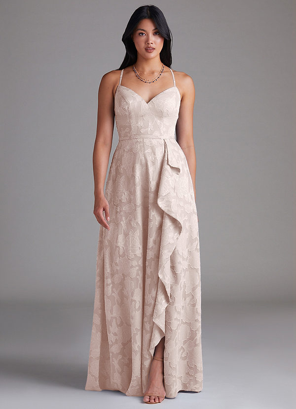 Azazie Naeem Brautjungfernkleider A-Linie Herzausschnitt Blumen-Burnout Kleid Zartrosa image1