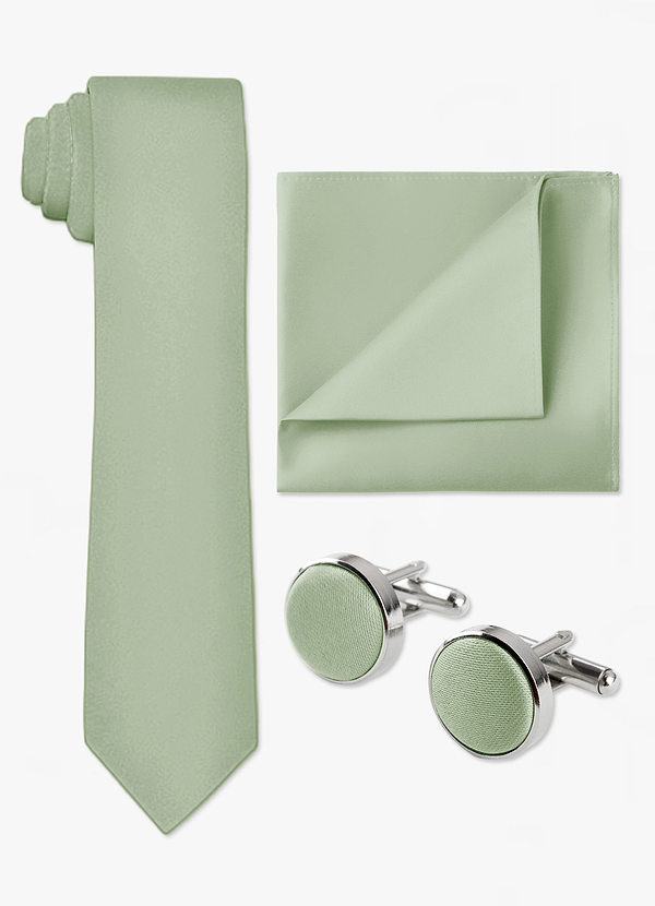 front Matching Skinny Tie & Pocket Square & Cuff Links Set