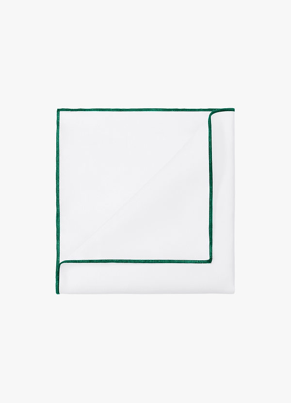 front White Matte Satin Pocket Square with Colored Edge