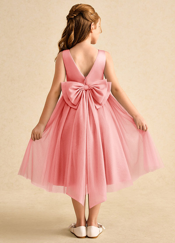 Azazie Winnie Flower Girl Dresses Coral Ball-Gown Bow Tulle Dress image1