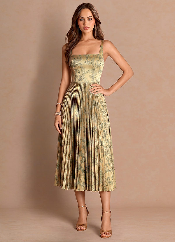 Robe Midi Vert Marron Tatiana image1
