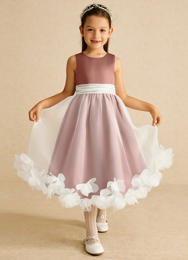 Azazie Stardust Flower Girl Dresses Cedar Rose A-Line Sleeveless Organza Dress image1