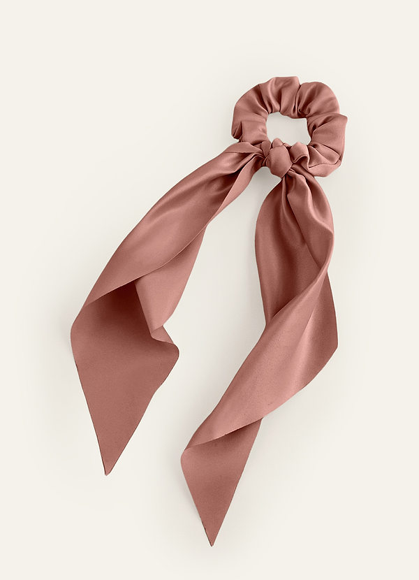 front Elástico de cabelo em cetim fosco da mesma cor