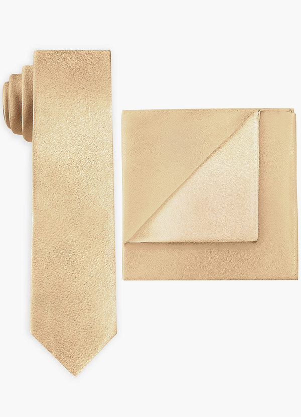 front Metallic Satin Wide Tie and Pocket Square Set