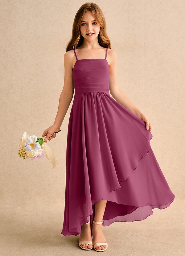 Azazie Twilight Dance Girls Formal Flower Girl Dresses Vestido Amora de Chiffon de Linha A com Plissado image1