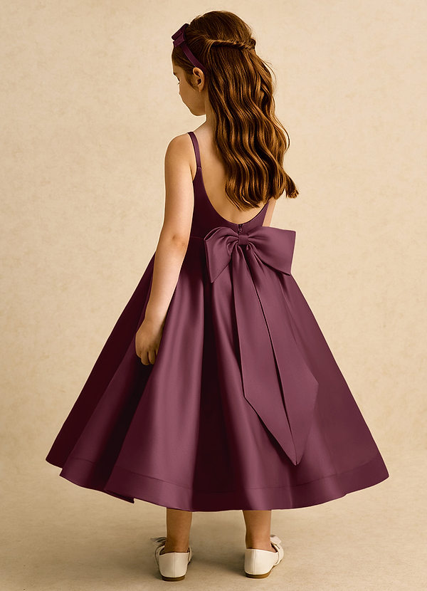 Azazie Babs Flower Girl Dresses Cabernet Ball-Gown Pleated Matte Satin Dress image1