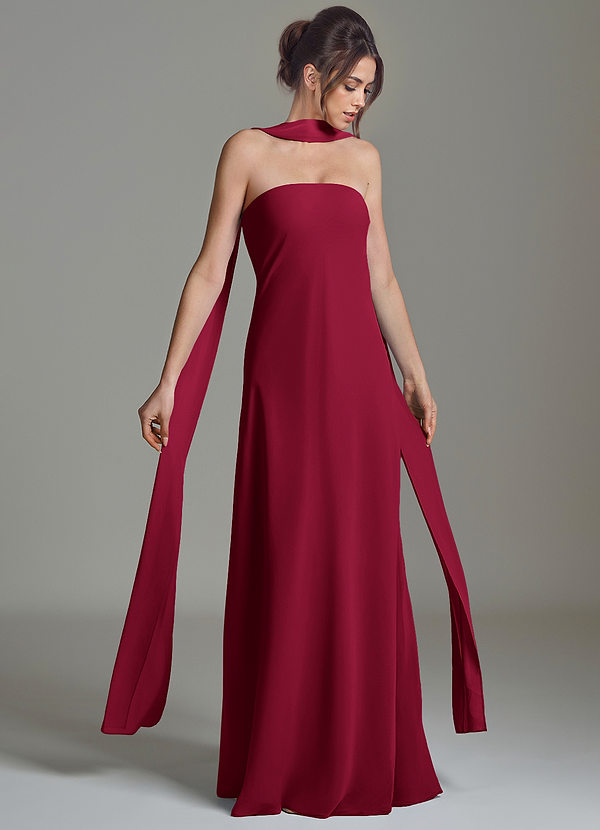 Azazie Ilana Bridesmaid Dresses Burgundy A-Line Strapless Chiffon Dress image1