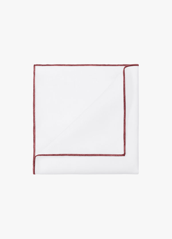 front Weißes, mattes Satin-Einstecktuch mit farbigem Rand