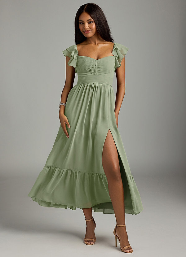 Azazie Anaya Bridesmaid Dresses Pistachio A-Line Sweetheart Neckline Chiffon Dress image1
