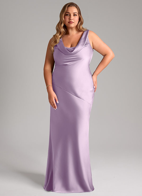 Azazie Rylina Bridesmaid Dresses Frosted Lilac Mermaid Stretch Satin Dress image1