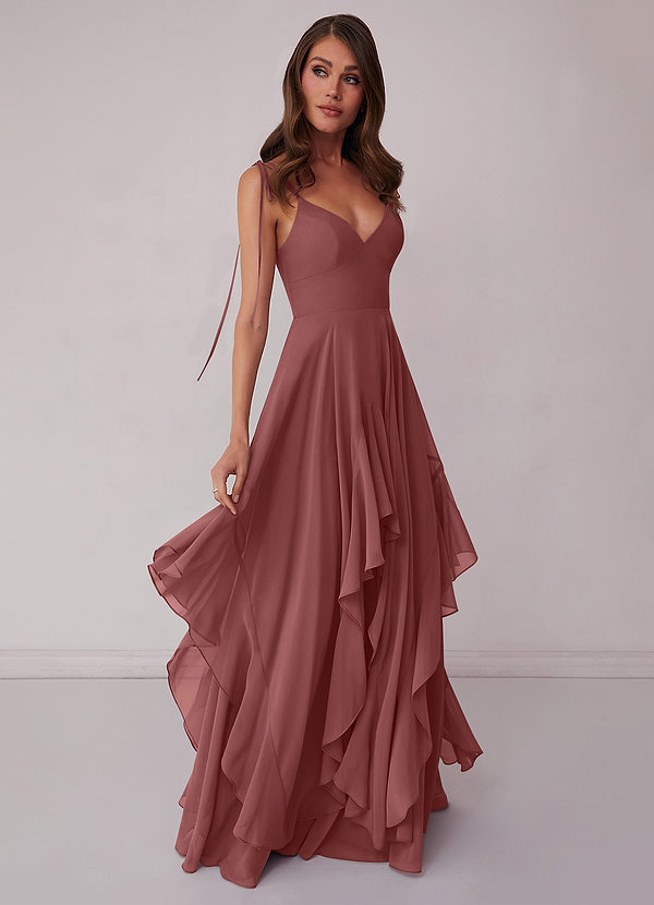 Barbie ♥ Azazie Bridesmaid Dresses Amethyst A-Line Bow Chiffon Dress image1