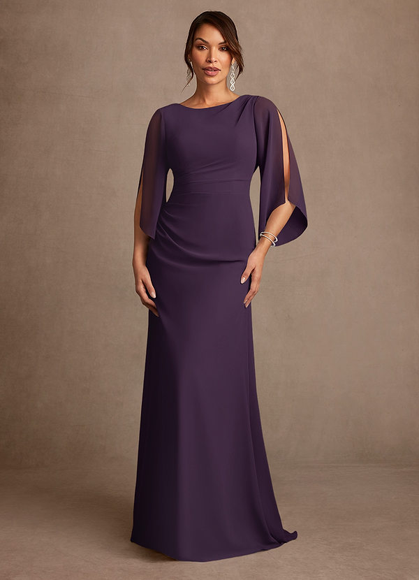Azazie Anaheim Mother of the Brides Dresses Plum A-Line Pleated Chiffon Dress image1
