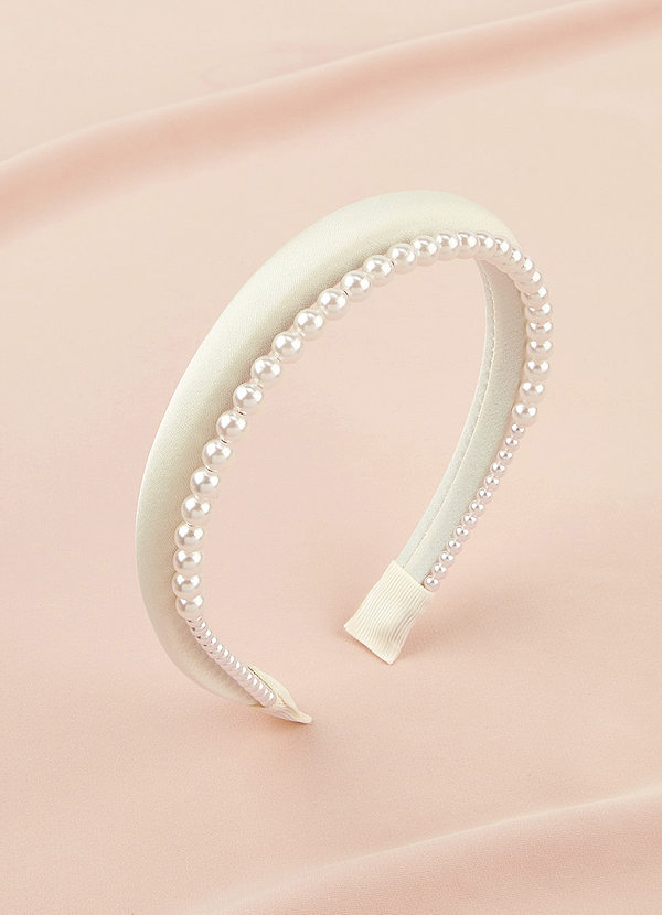 front Bridal Pearl and Satin Headband