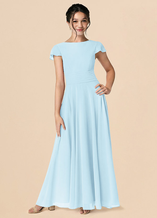 Azazie Payton Jurk van Chiffon met A-Lijn Boog Hemelsblauw image1