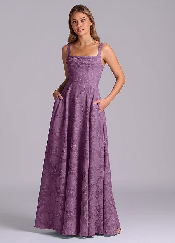 Azazie Shaude Bridesmaid Dresses Wisteria A-Line Pleated Floral Burnout Dress image1