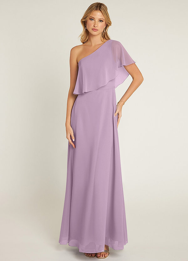 Azazie Lizzy Bridesmaid Dresses Wisteria A-Line One Shoulder Chiffon Dress image1