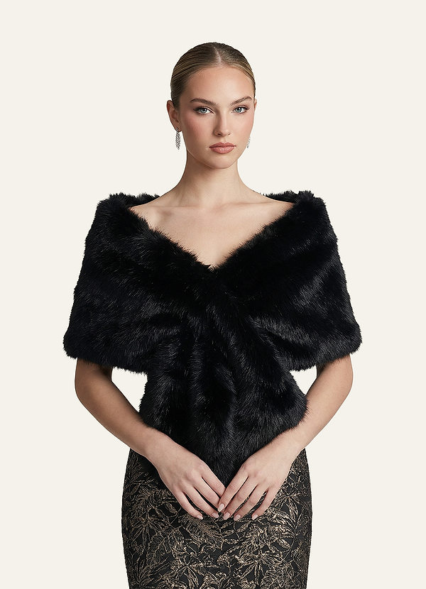 front Plush Faux Fur Wrap