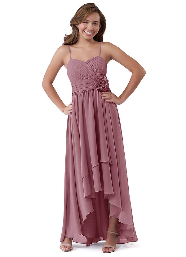 Vestidos De Dama De Honor Junior Con Escote Griego Y Largo Hasta El Suelo Rosa Polvoriento main image 1