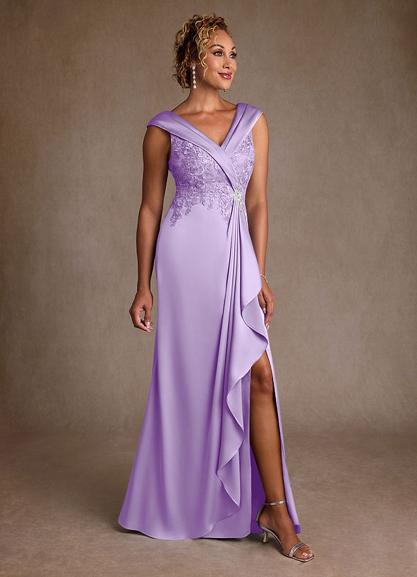 Azazie Santa Monica Brautmutterkleider A-Linie Spitze Kleid Flieder image1