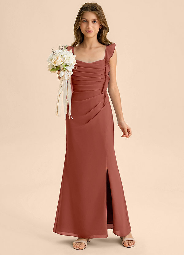 Azazie Jessamine Junior Auburn Mermaid Sweetheart Neckline Chiffon Dress image1