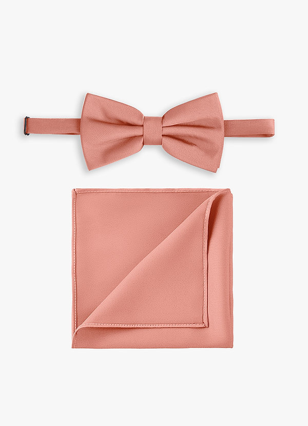 front Conjunto de pajarita y pañuelo de bolsillo de satén elástico