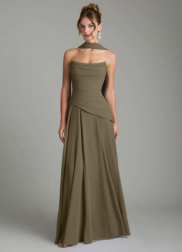 Gabriela Bridesmaid Dresses Willow Green A-Line Corset Chiffon Dress image1