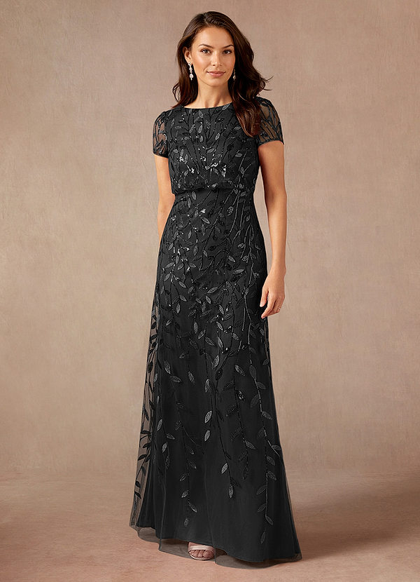 Azazie Lehi Mother of the Brides Dresses Black A-Line Sequins Dress image1