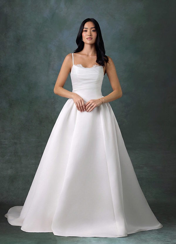 Melinda Wedding Dresses Diamond White Ball-Gown Strapless Satin Dress image1